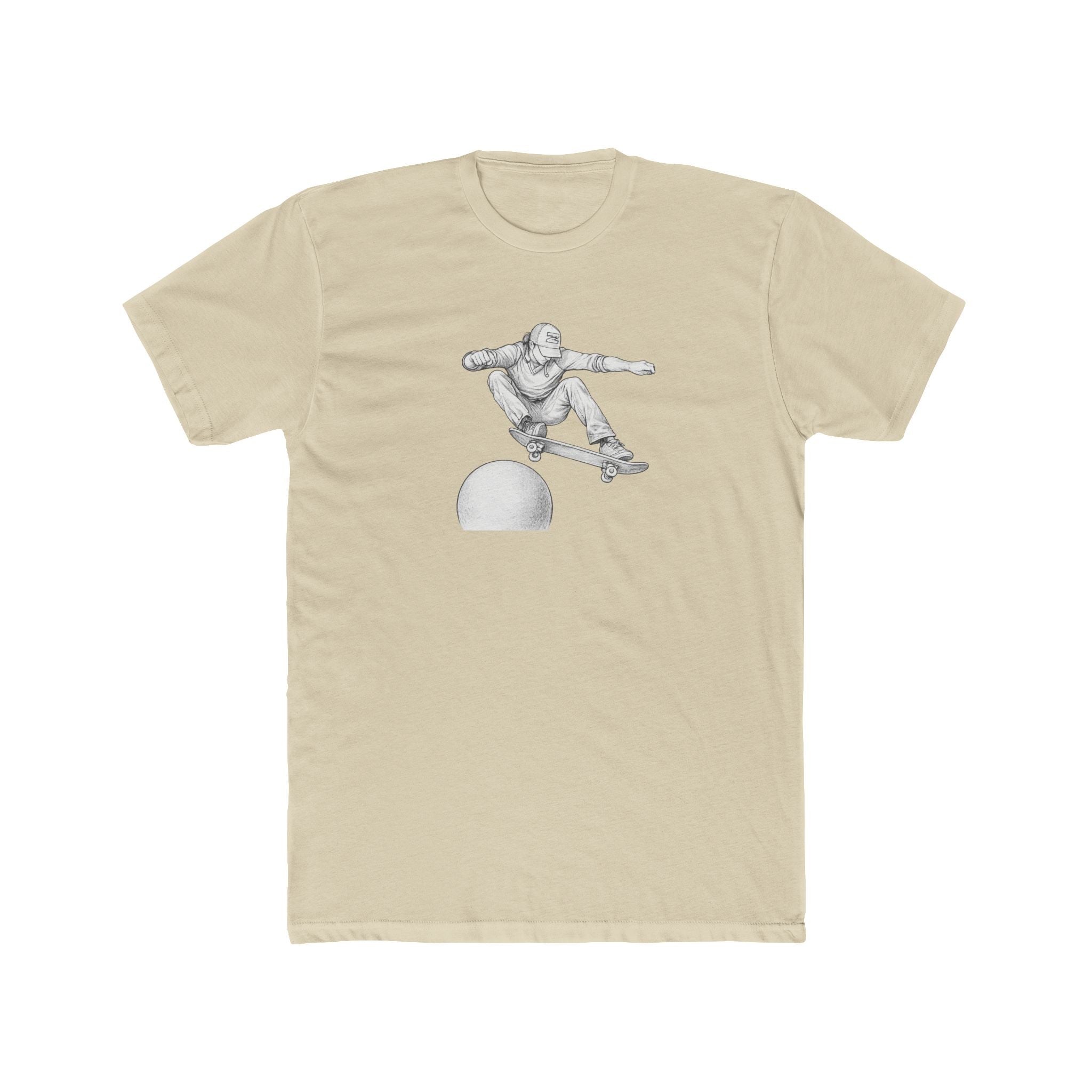 Skateboard Ollie Over Sphere T-Shirt — Skate Graphic Cotton Tee