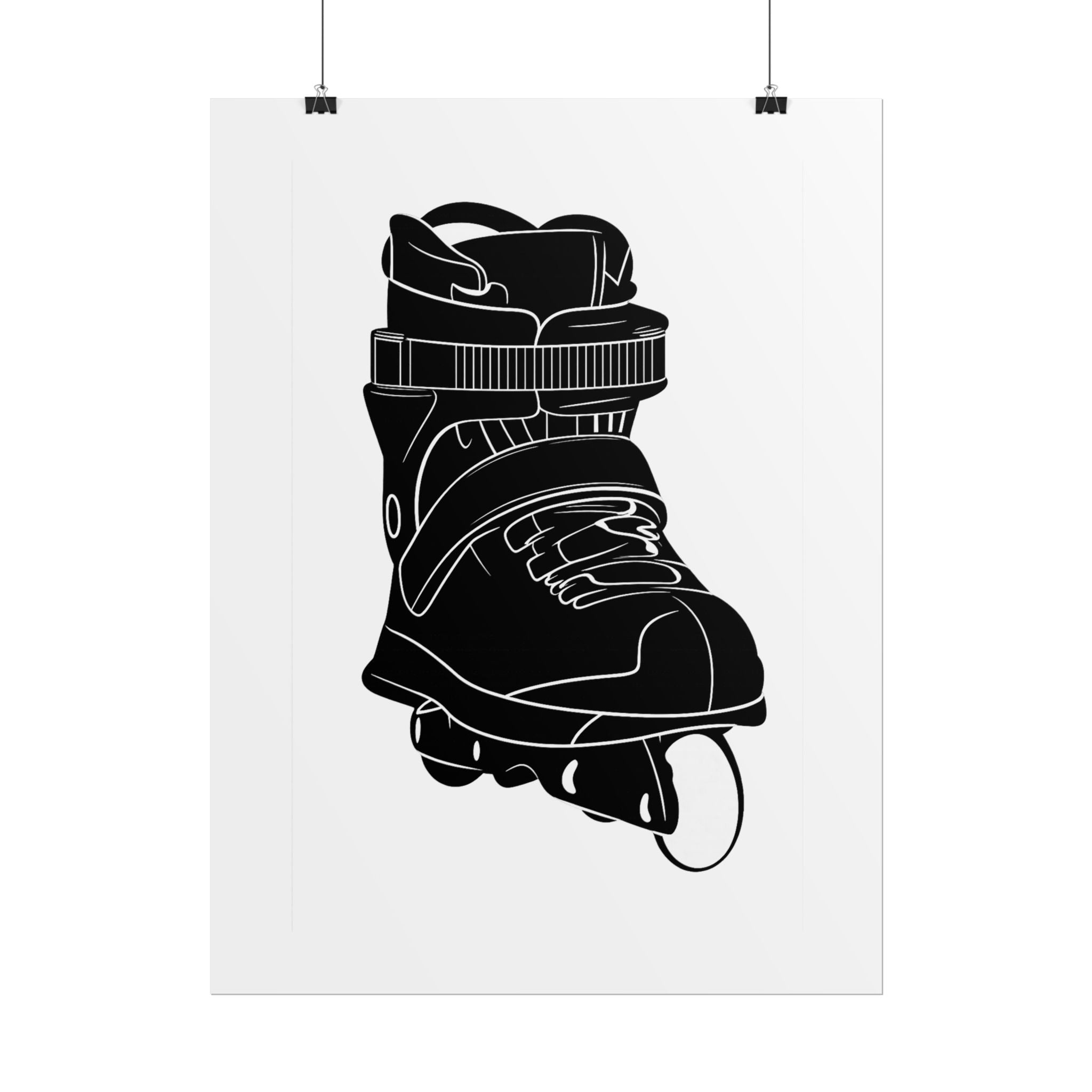 Inline Skate Front Black & White Rolled Poster