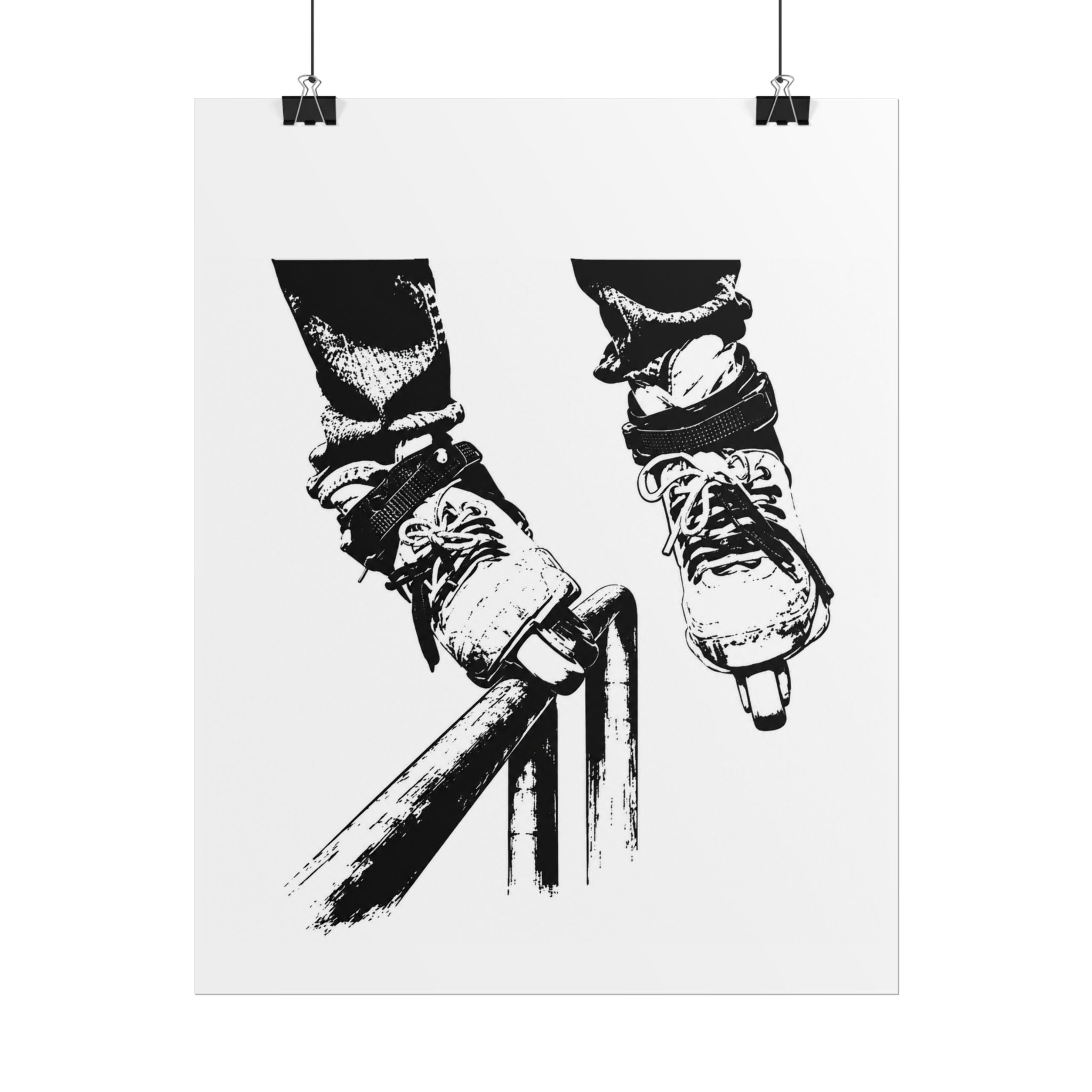 Inline Skates single Grinding Black & White Rolled Poster
