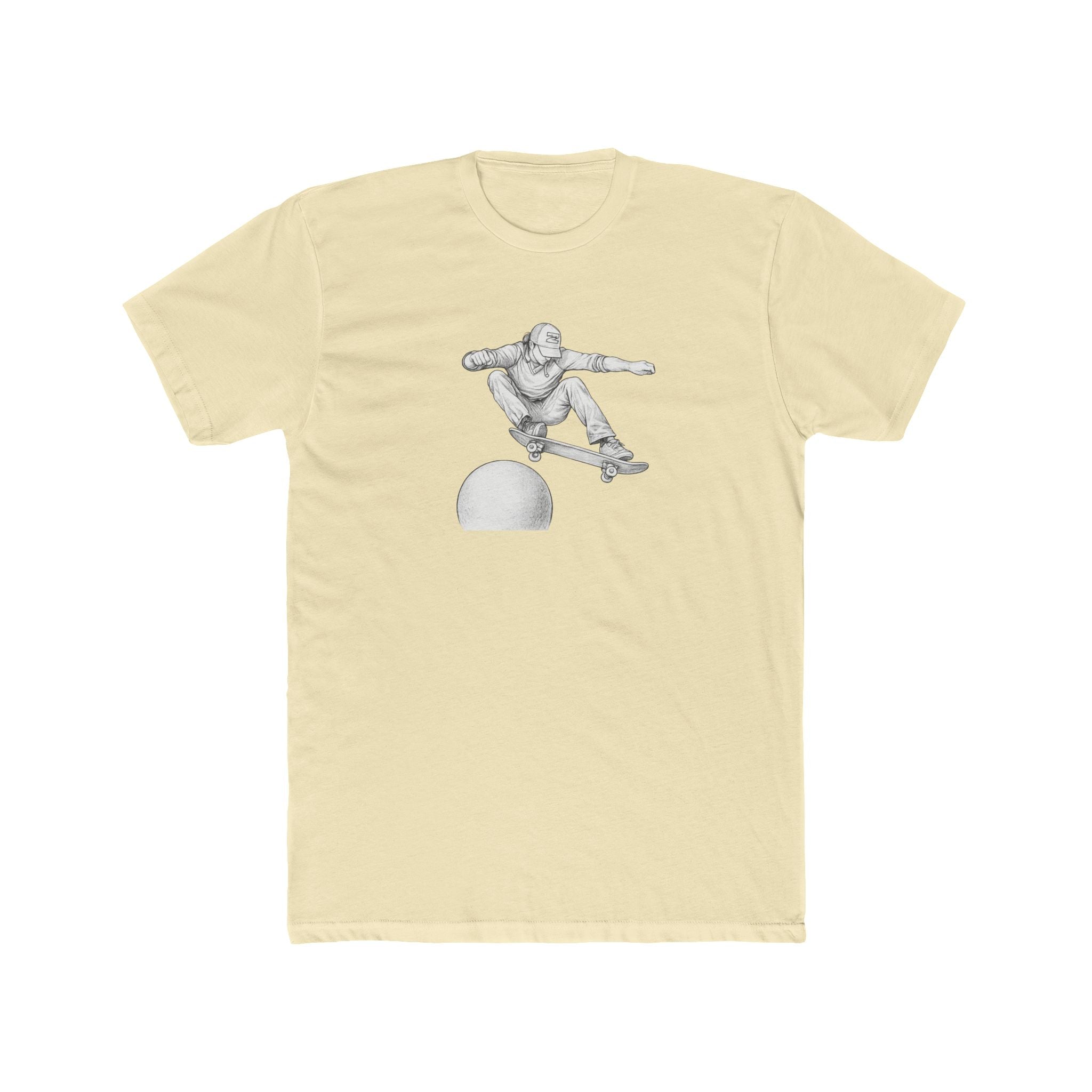 Skateboard Ollie Over Sphere T-Shirt — Skate Graphic Cotton Tee