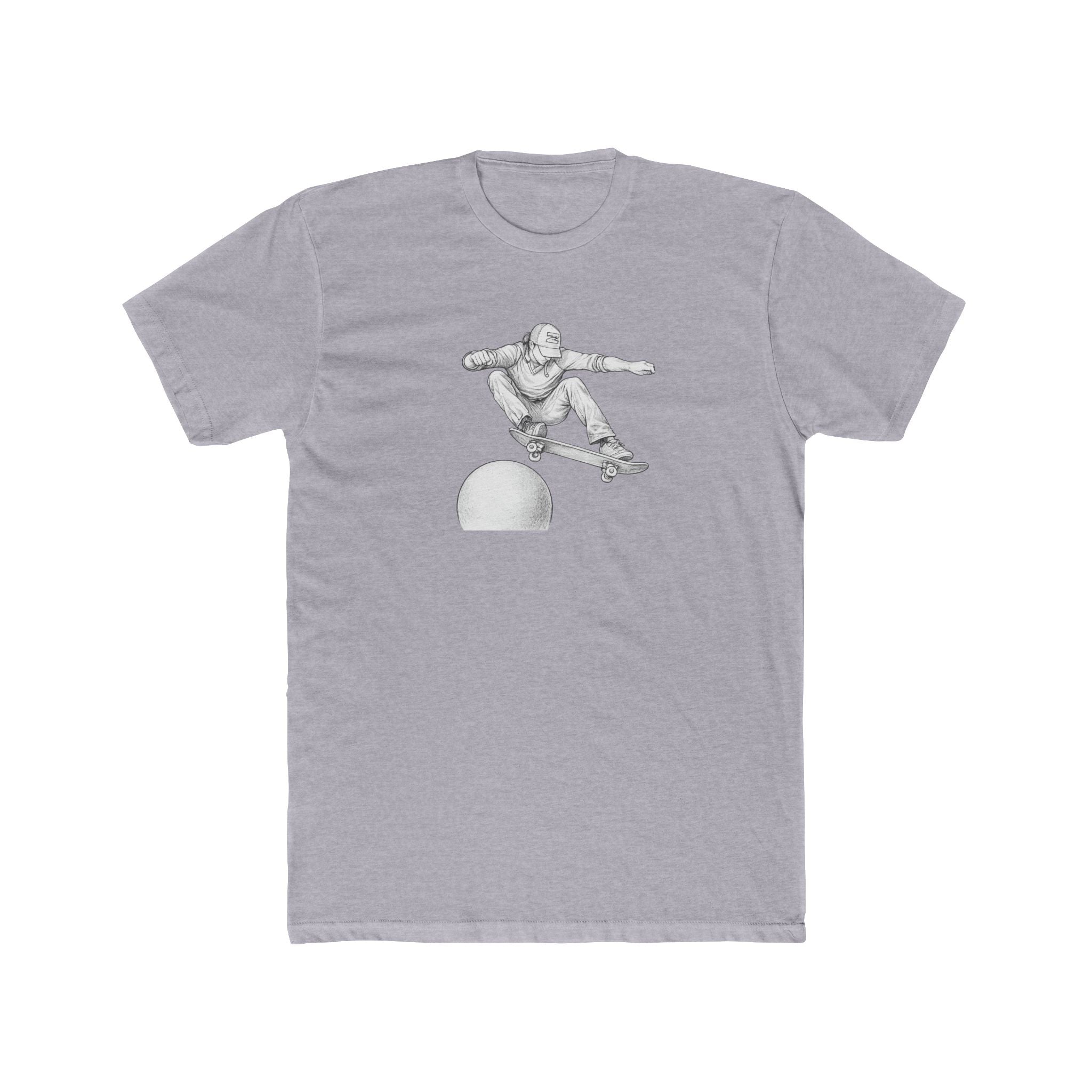 Skateboard Ollie Over Sphere T-Shirt — Skate Graphic Cotton Tee