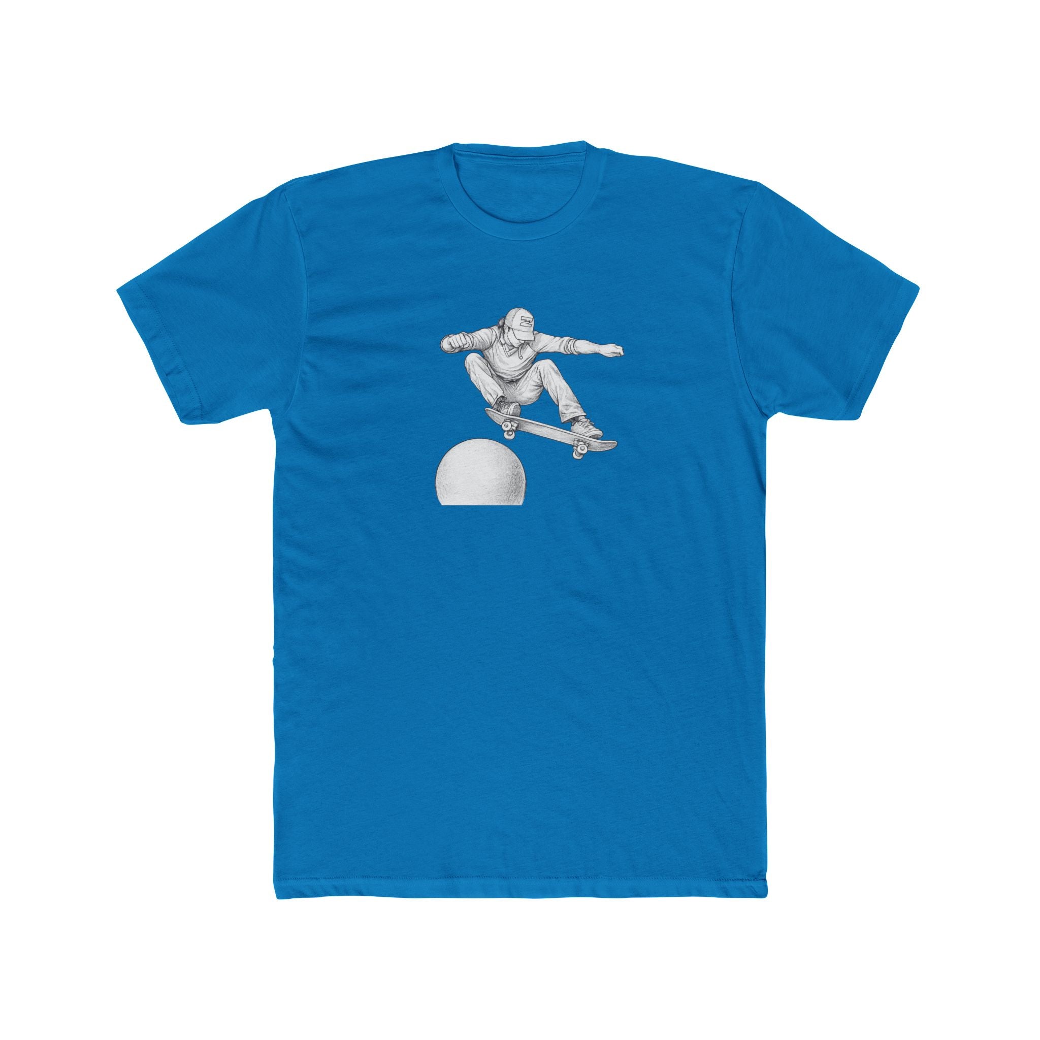 Skateboard Ollie Over Sphere T-Shirt — Skate Graphic Cotton Tee
