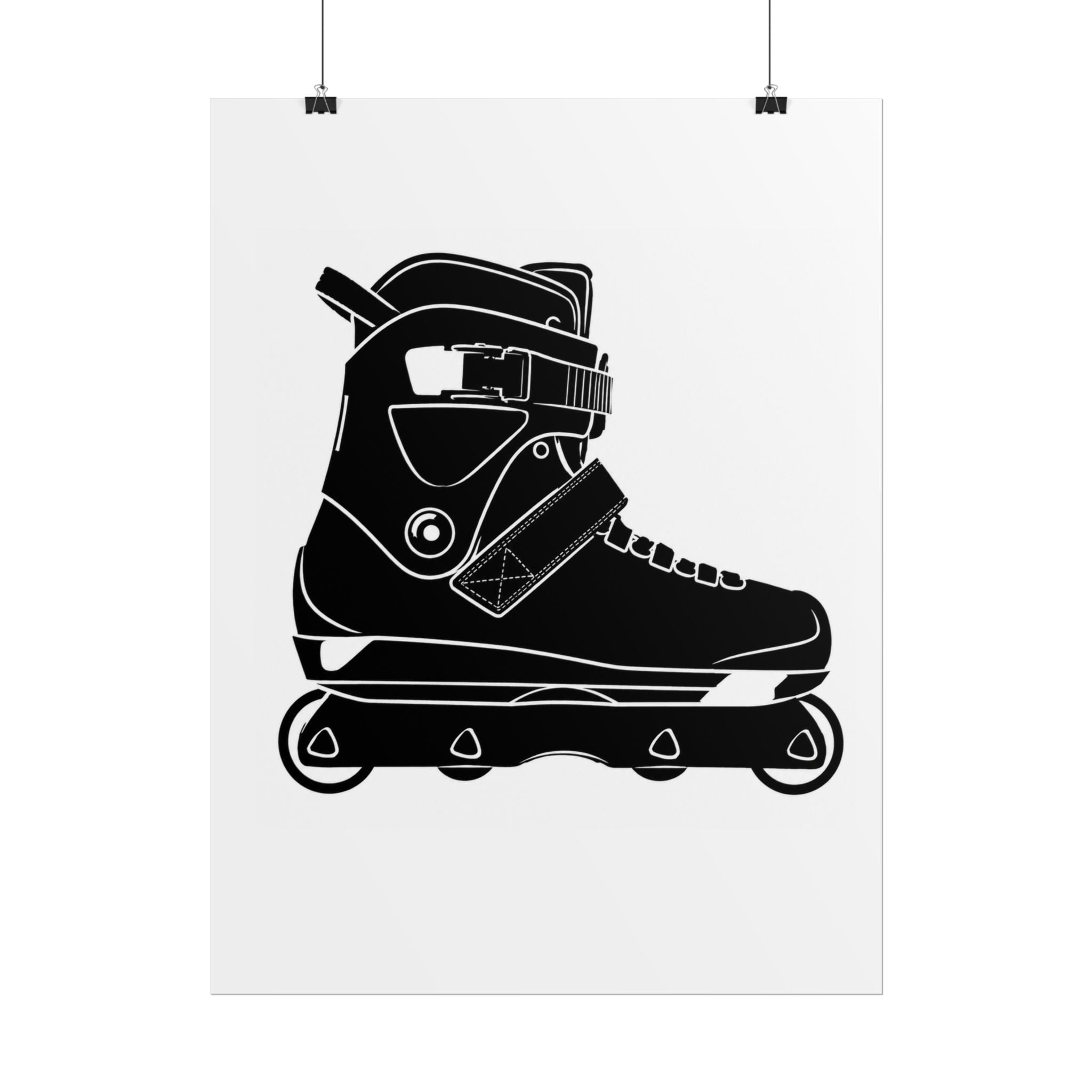 Inline Skate Side Black & White Rolled Poster