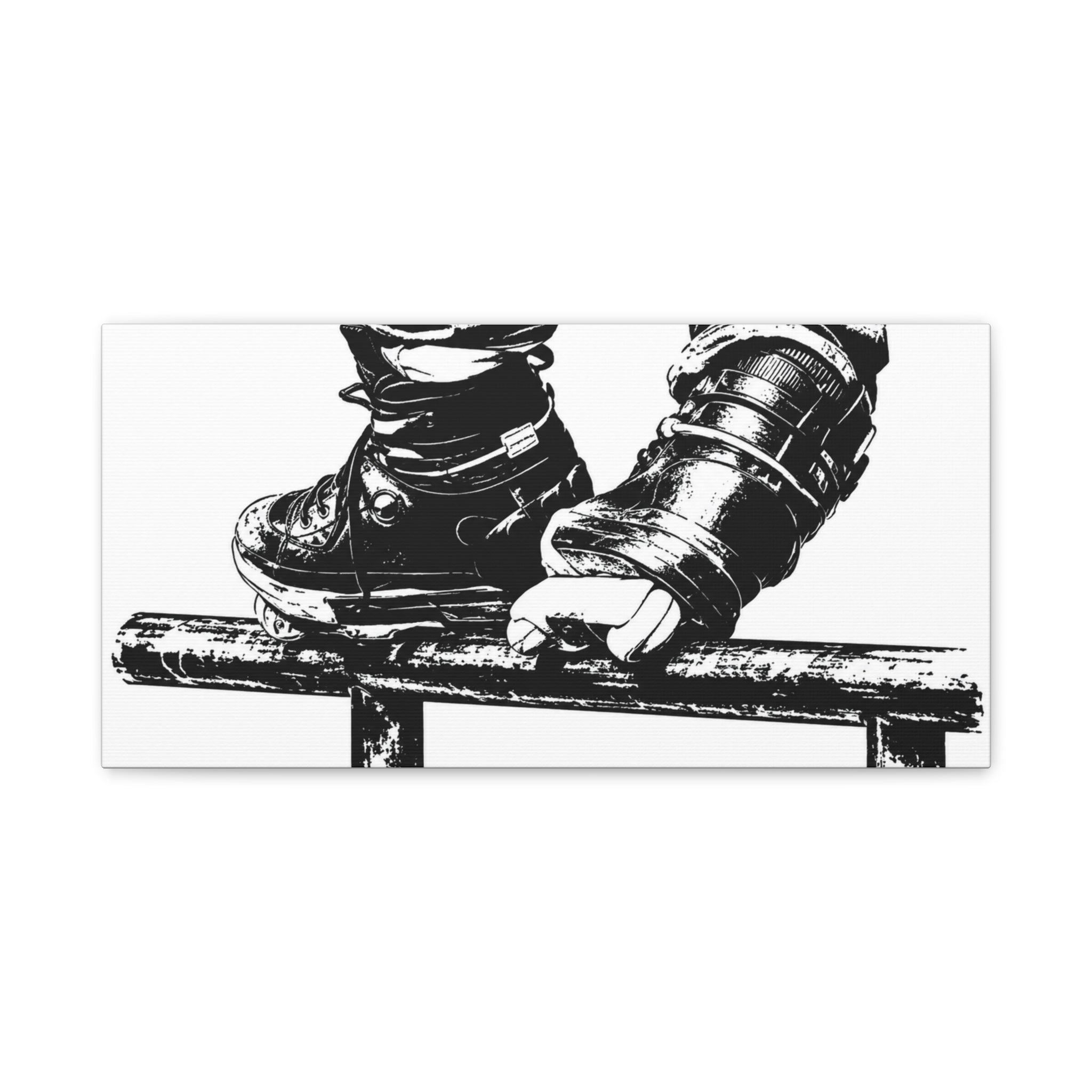 Aggressive Skates Grinding on a Rail Matte Canvas Print
