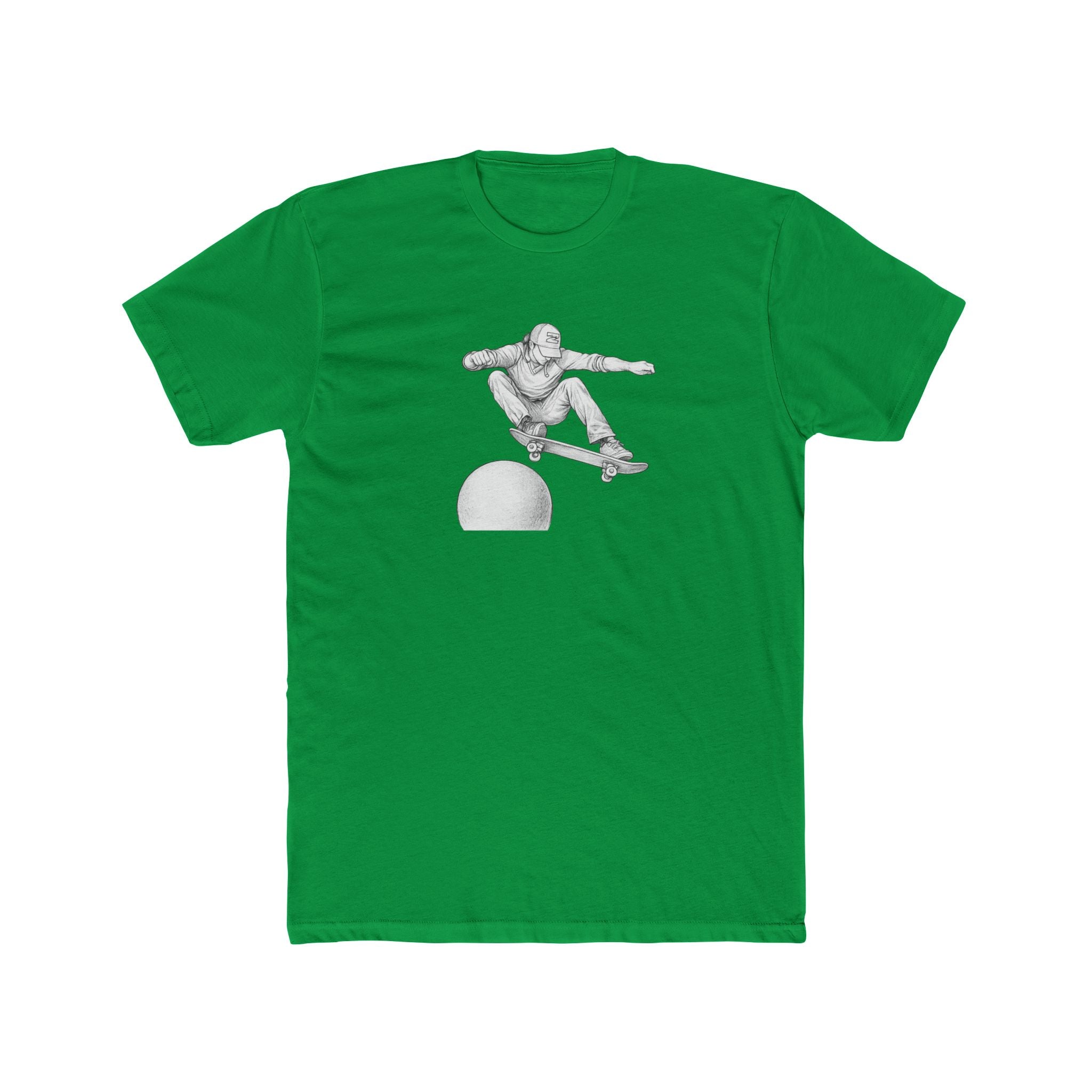 Skateboard Ollie Over Sphere T-Shirt — Skate Graphic Cotton Tee