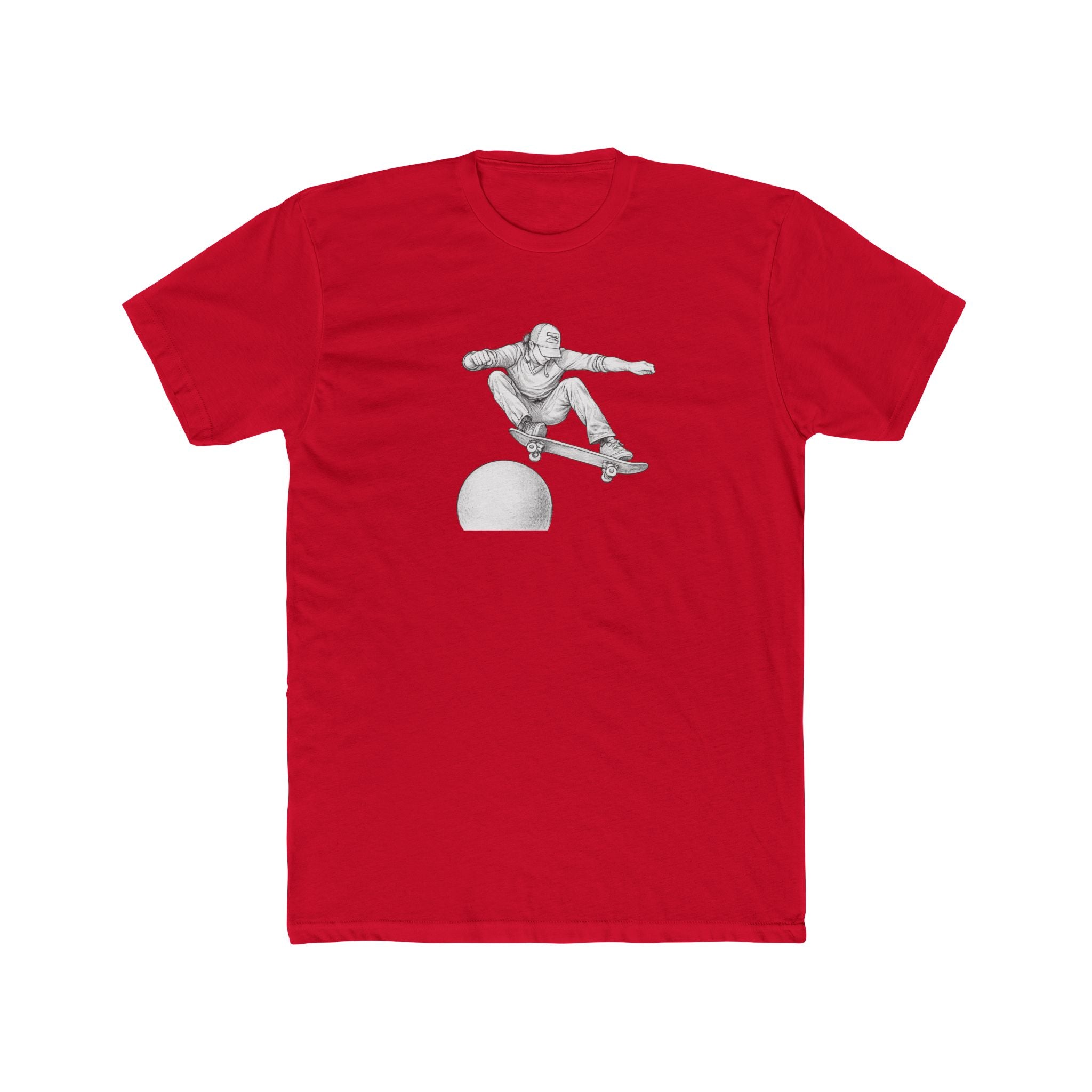 Skateboard Ollie Over Sphere T-Shirt — Skate Graphic Cotton Tee