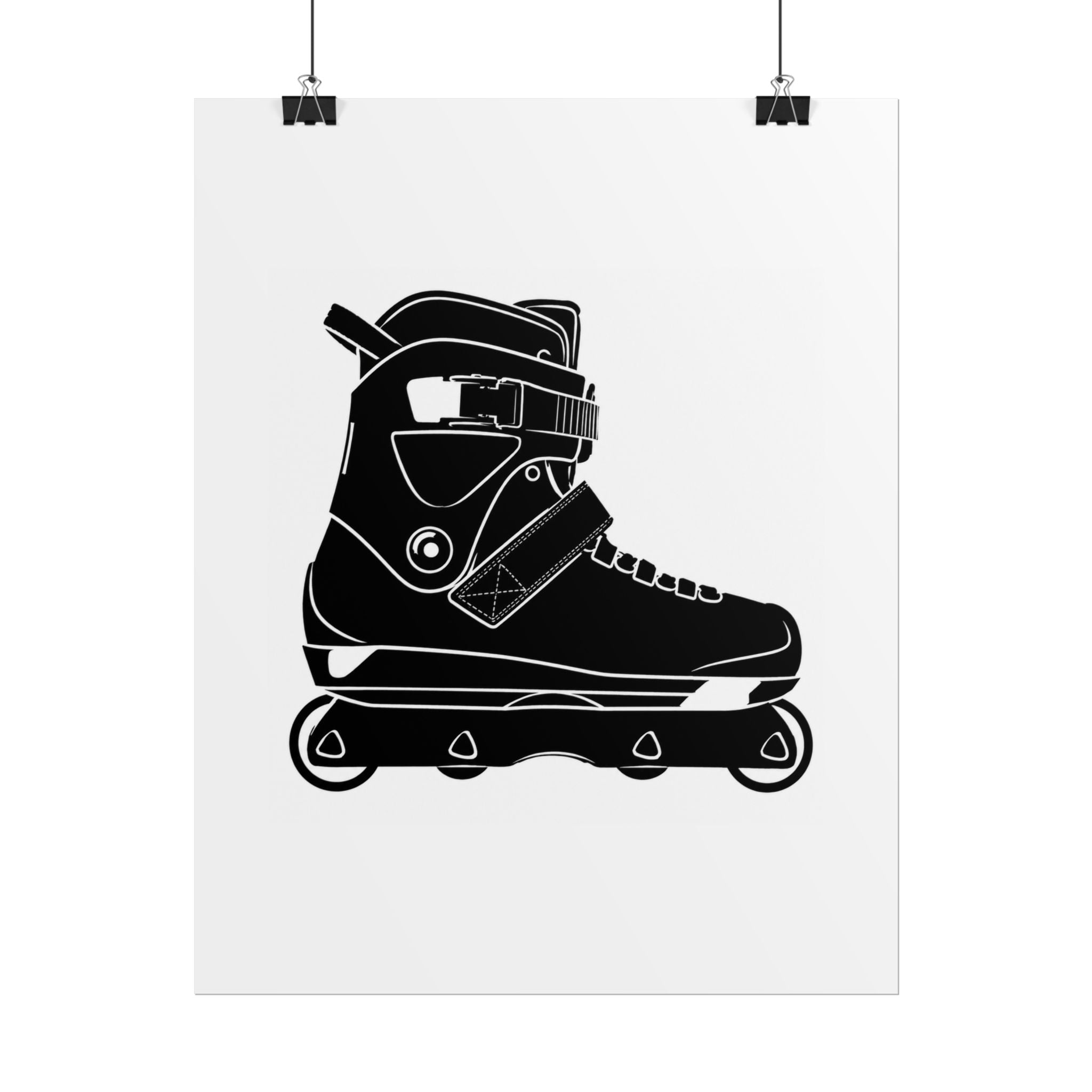 Inline Skate Side Black & White Rolled Poster