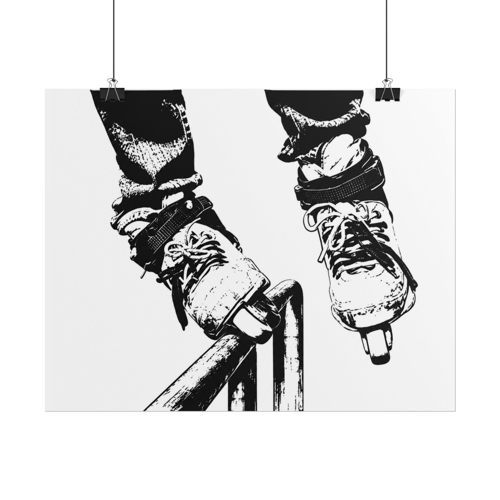Inline Skates single Grinding Black & White Rolled Poster